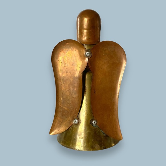 Vintage MCM Brass and Copper Angel Candle Holder 8” - Picture 8 of 11